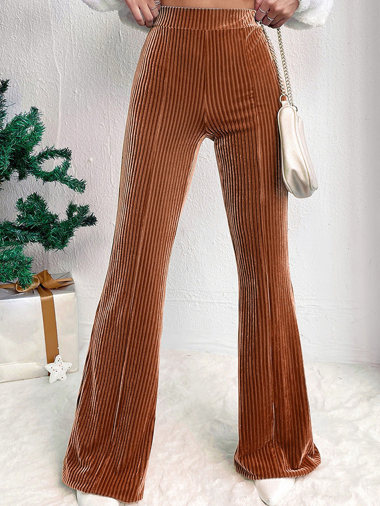 Damen weite Cord-Palazzo-Hose mit elastischem Bund und angenehmer Textur EB