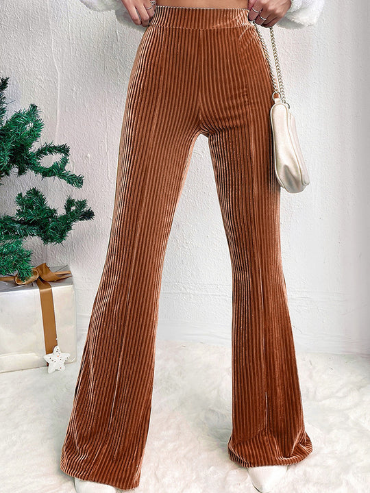 Damen weite Cord-Palazzo-Hose mit elastischem Bund und angenehmer Textur EB