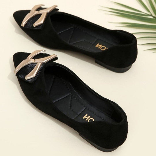 Damen elegante Ballerinas mit modischer Schleifen-Applikation EB