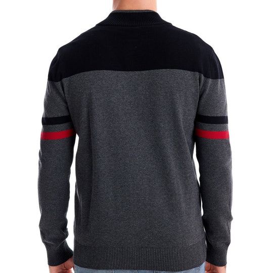 Herren sportliche Strickjacke mit hohem Kragen und Reißverschluss EB