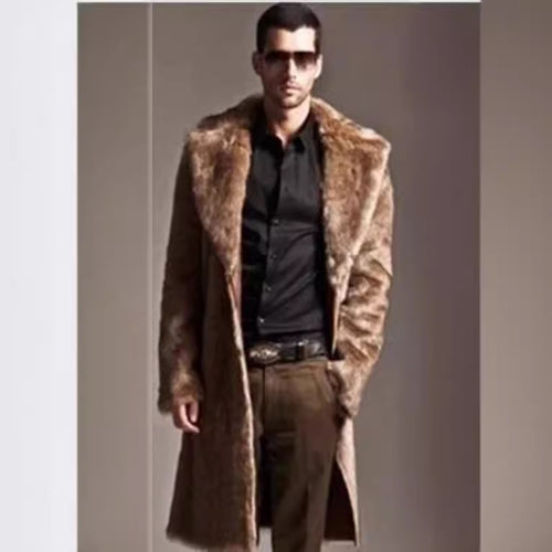 Herren Eleganter Kunstfell-Mantel EB
