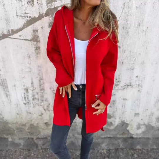 Damen eleganter Jacke mit Reißverschluss und Taschen EB