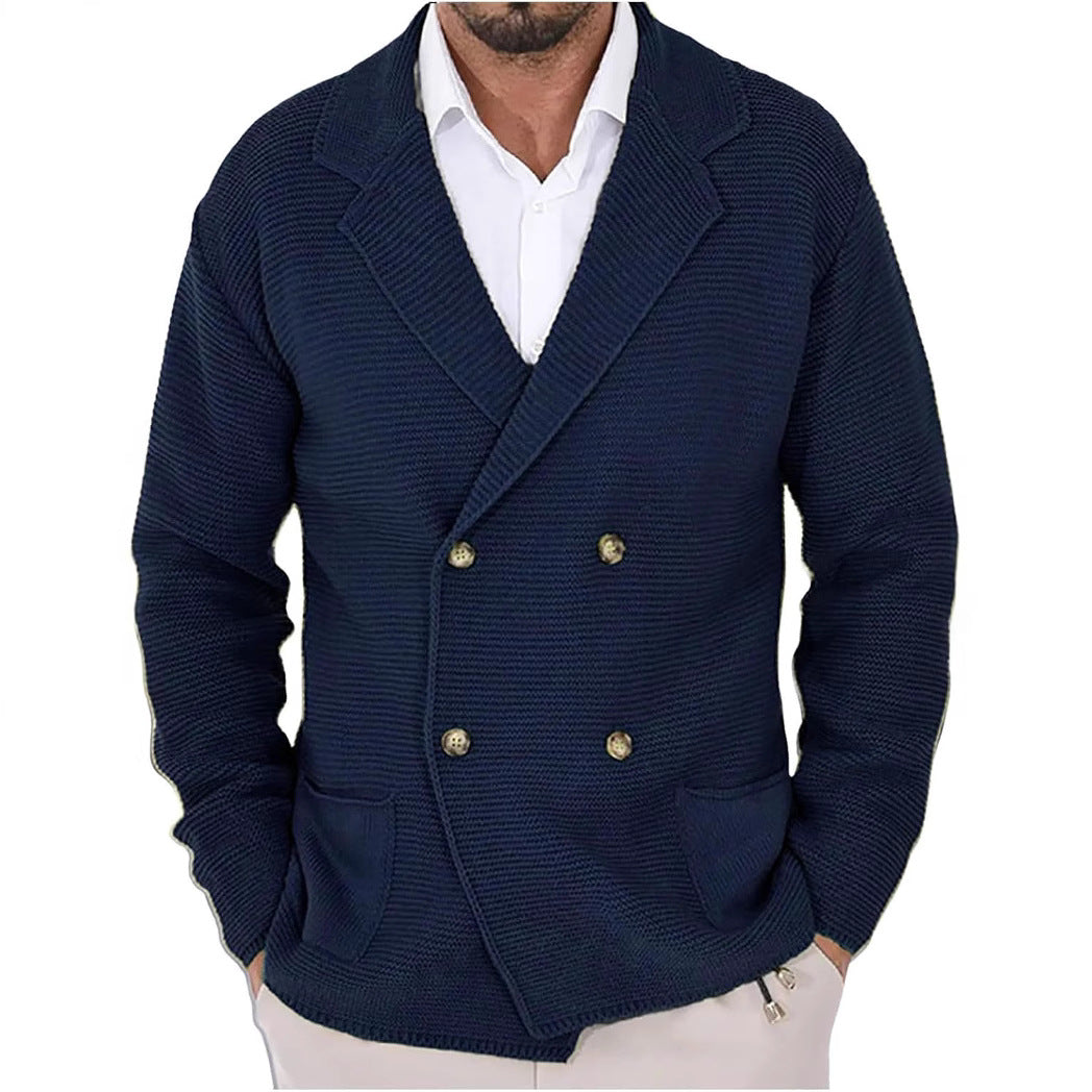 Herren Strickjacke mit modischem Schalkragen und dekorativen Knöpfen EB