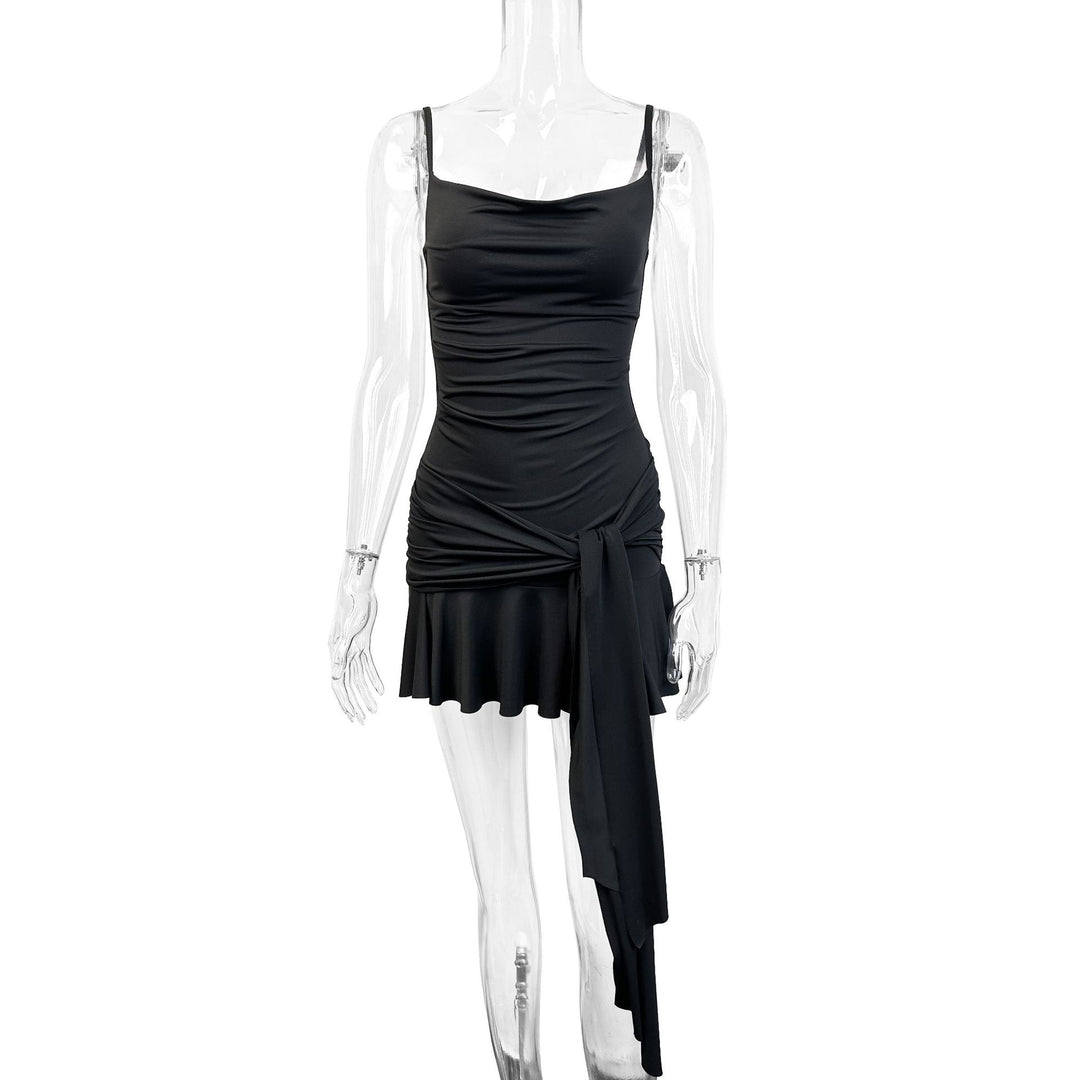 Damen Figurbetontes Wickelkleid mit schmaler Taille und asymmetrischem Saum EB