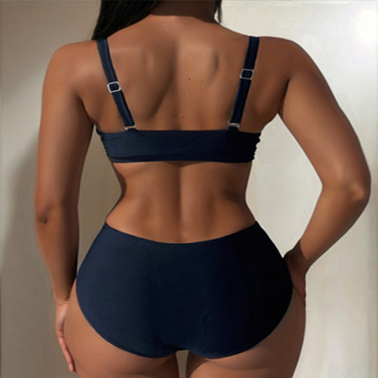 Damen Hoch tailliertes Bikini-Set mit raffiniertem Ringdetail EB