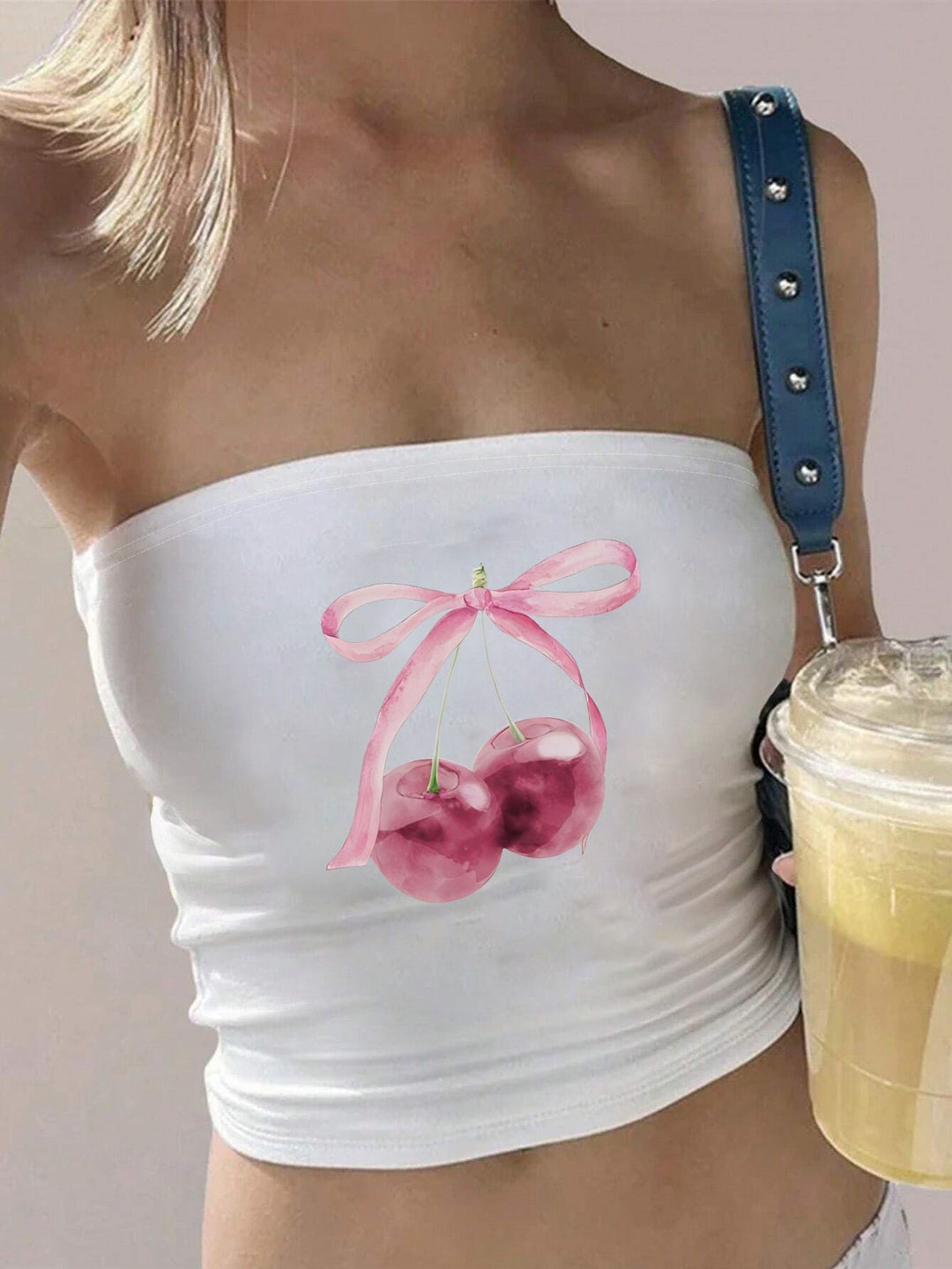 Damen Bandeau-Top mit auffälligem Statement-Aufdruck EB