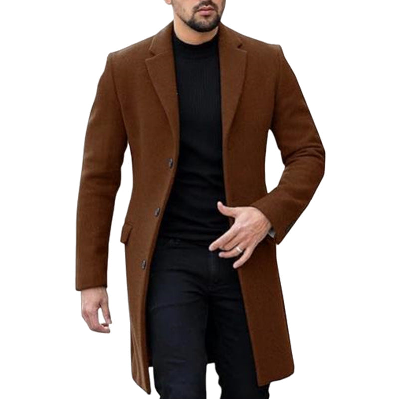Herren eleganter Wollmantel mit modernem Schnitt und praktischen Taschen EB