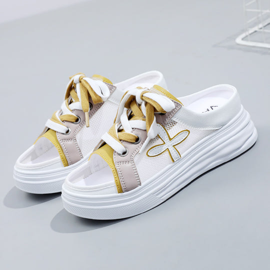 Damen Sommer Sneaker mit offenen Zehen und bequemer Sohle EB