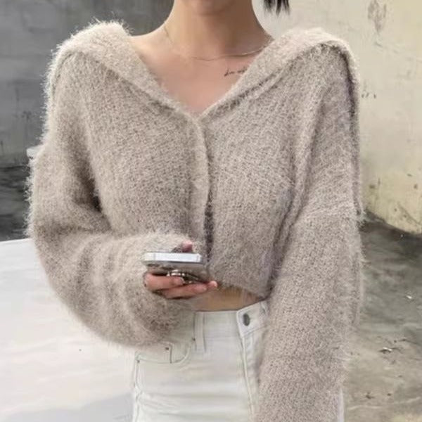 Damen lässiger Pullover mit tiefem V-Ausschnitt und strukturiertem Maschenmuster EB