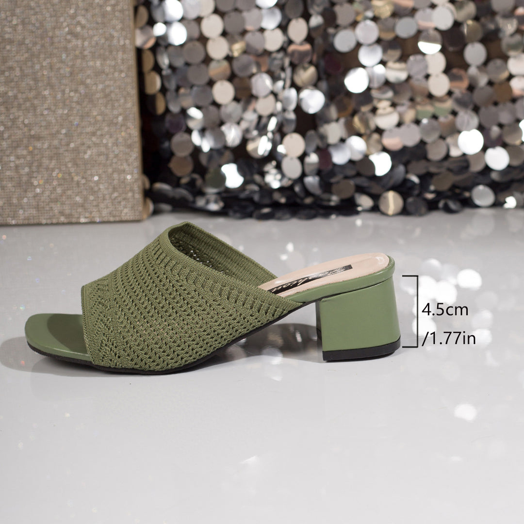 Damen Komfortable offene Mules mit trendigem Blockabsatz EB