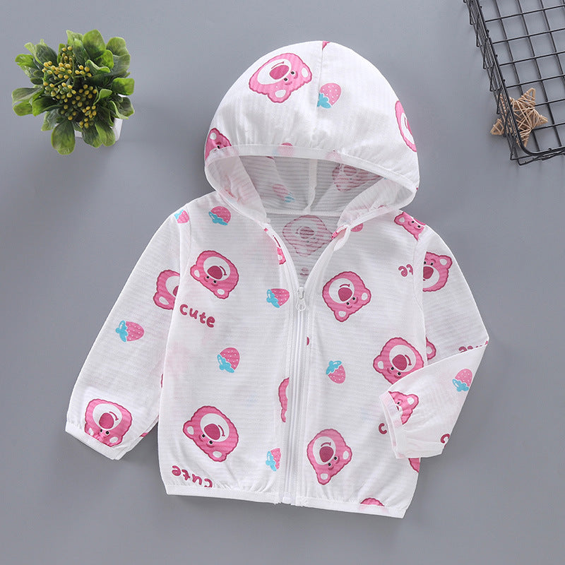 Unisex nan leichte Kapuzenjacke für Kleinkinder mit süßem Tierprint und Reißverschluss  EB