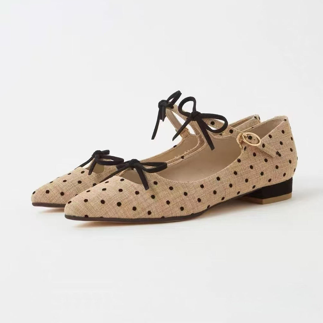 Damen Ballerinas mit eleganter Punktstruktur und dekorativem Schleifenakzent EB