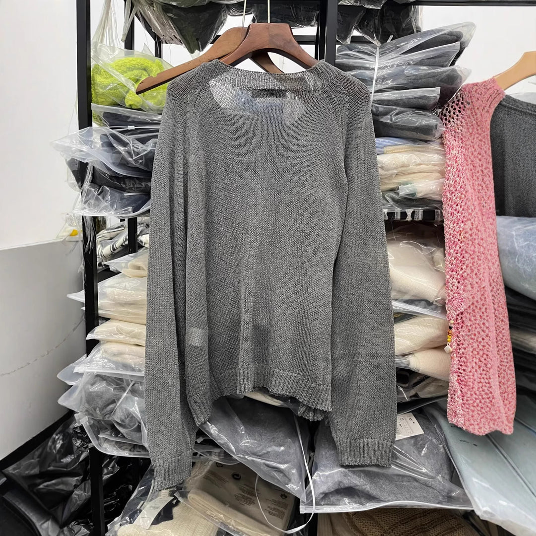Damen lässiger Pullover mit Knopfdetails EB
