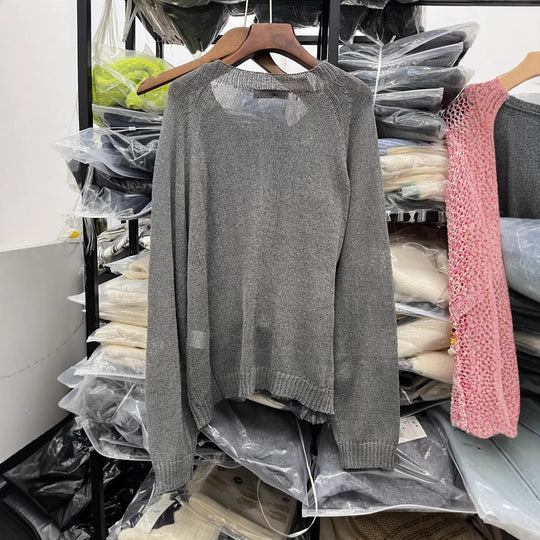 Damen lässiger Pullover mit Knopfdetails EB