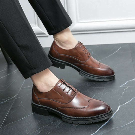 Herren eleganter Derby-Lederschnürer mit profilierter Gummisohle EB