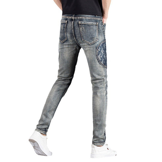 Herren modische Jeans im kreativen Design mit Reißverschlüssen und Detailnähten EB