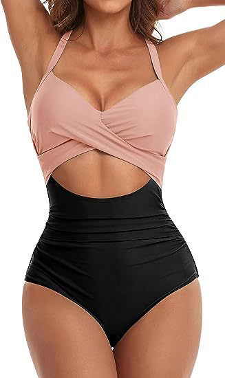 Damen Cut-Out Badeanzug mit Kreuzgurt EB