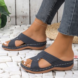 Damen Komfortable Riemchen-Sandalen mit atmungsaktiver Oberflächenstruktur EB