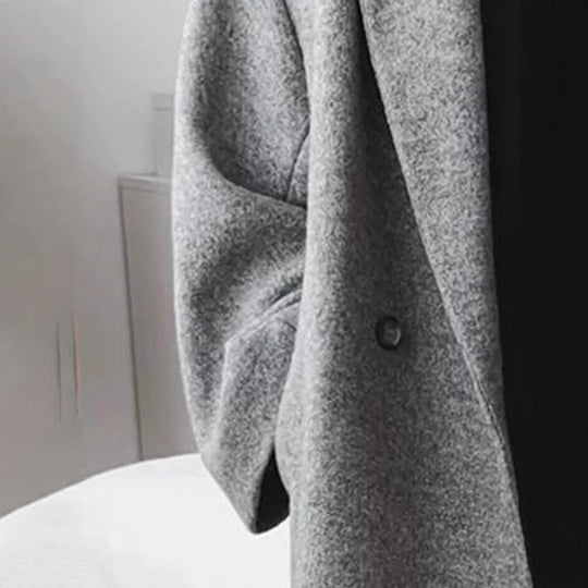 Damen Wollmantel mit strukturiertem Design und oversized Schnitt EB