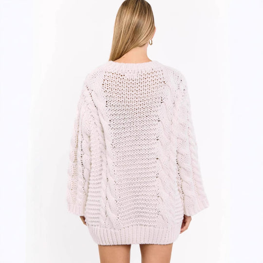 Damen Grobstrickpullover mit modischem Zopfmuster und lässigem Schnitt EB