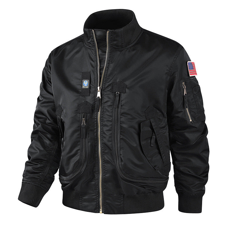 Herren nan klassische Bomberjacke im Pilotendesign mit Multifunktionstaschen und robustem Reißverschluss EB