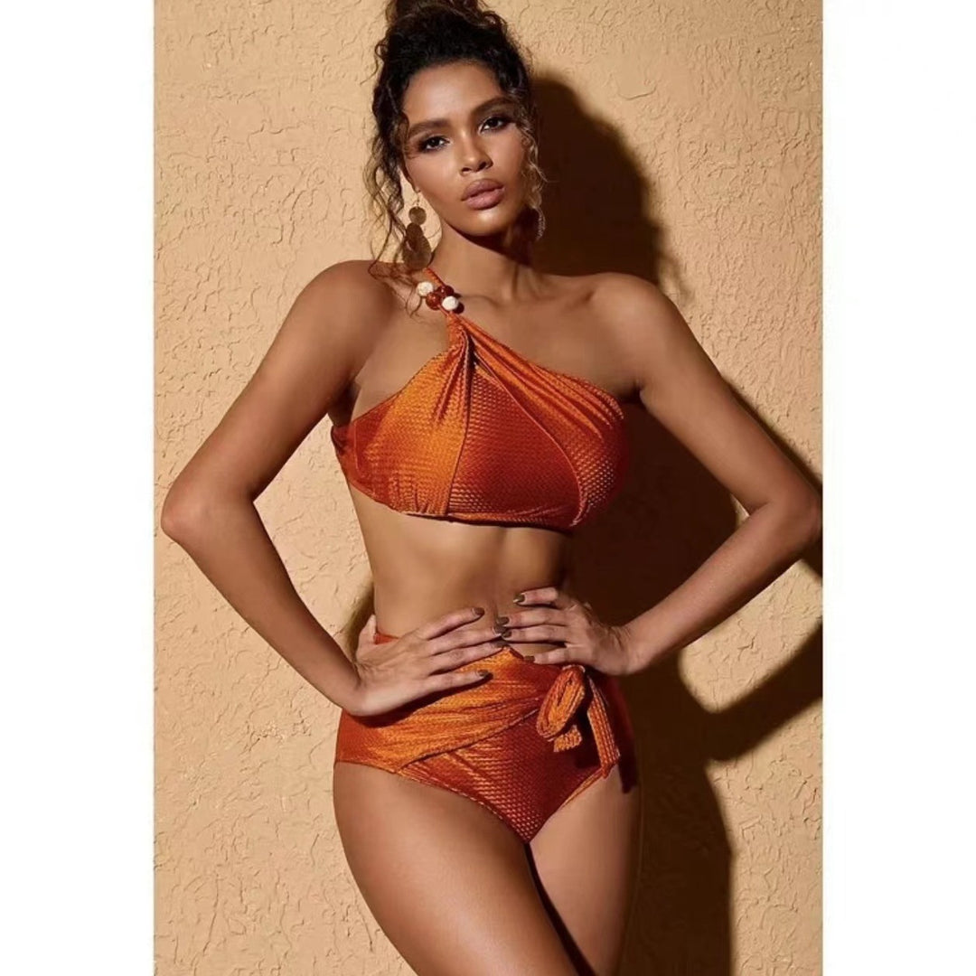 Damen Bikini-Set mit asymmetrischem Oberteil und elegantem Wickelrock EB