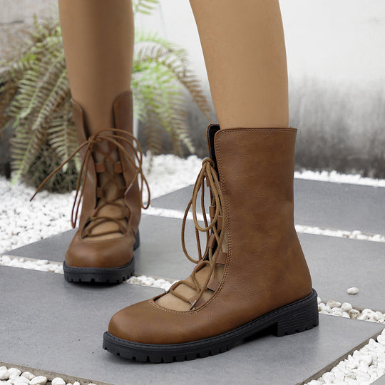 Damen Modische Schnürstiefel mit offener Gestaltung EB