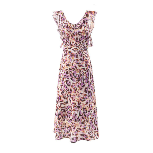 Damen Maxikleid mit elegantem Rüschensaum und floralem Muster EB