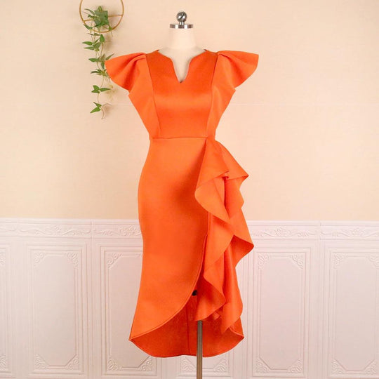 Damen Elegantes Wickelkleid mit voluminösen Drapierungen EB
