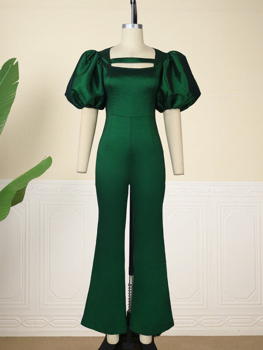 Damen Jumpsuit mit voluminösen Puffärmeln und tailliertem Design EB