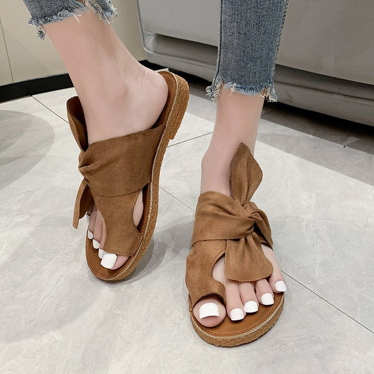 Damen Komfortable Badesandalen mit dekorativem Schleifen-Design EB