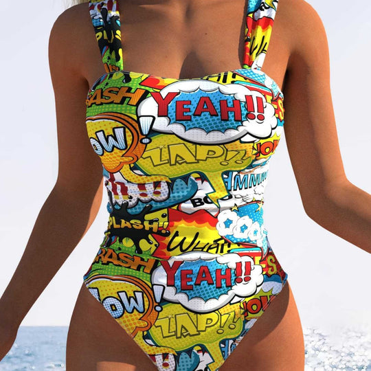 Damen Einteiliger Badeanzug mit innovativem Animal-Print und hohem Beinausschnitt EB