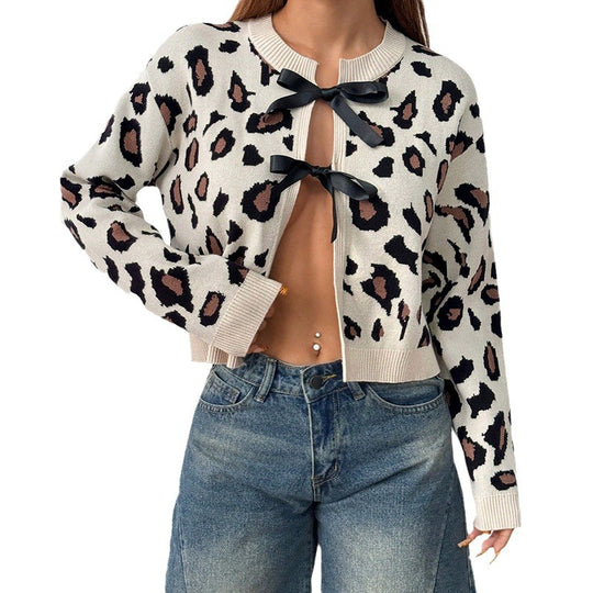 Damen Trendiger Cardigan mit verspielten Schleifen EB
