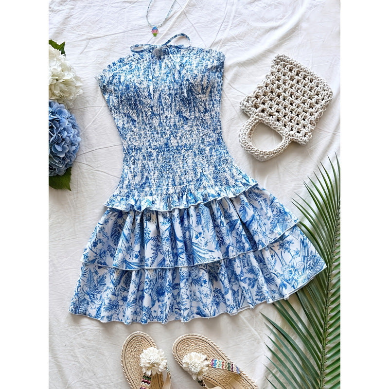 Damen Sommerkleid mit Rüschen und floralen Details EB