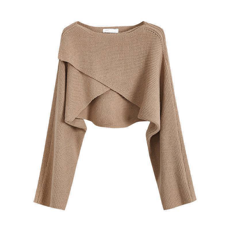 Damen lässiger Cropped-Pullover mit asymmetrischem Schnitt und strukturierter Oberfläche EB