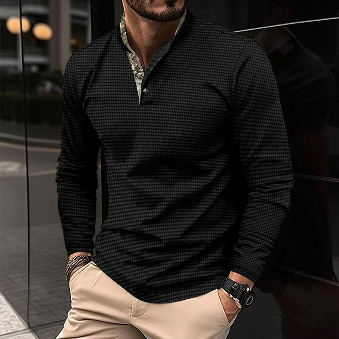 Herren Langarmhemd mit modernem Stehkragen und elegantem Design EB