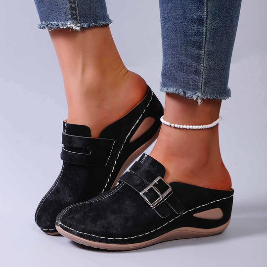 Damen Clogs mit modischem Doppelschnallen-Design und ergonomischer Fußbettung EB