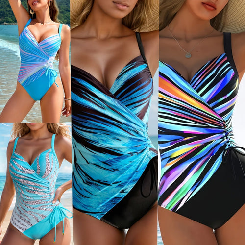 Damen Einteiliger Badeanzug mit eleganten Wickel-Details EB