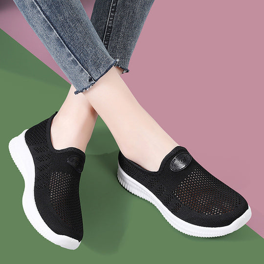 Damen Bequeme Slip-On Freizeitschuhe mit atmungsaktivem Obermaterial EB