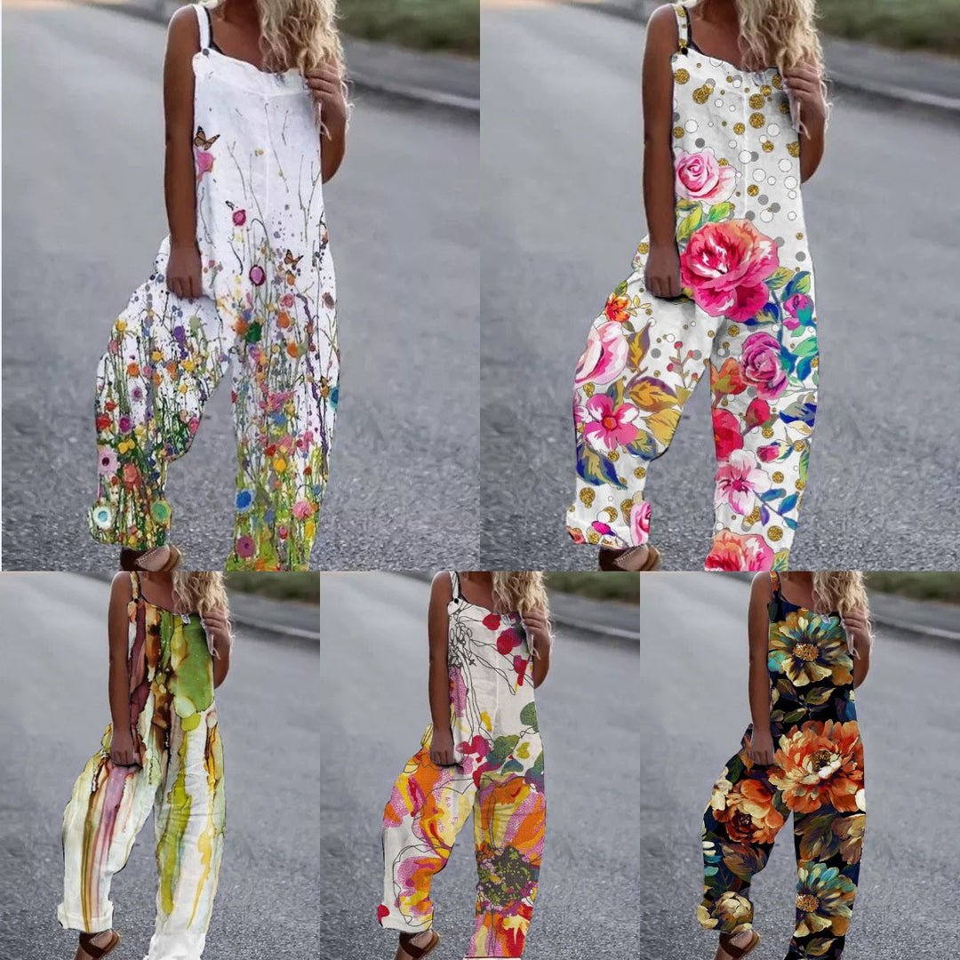 Damen Künstlerische Blumenmuster Overall EB