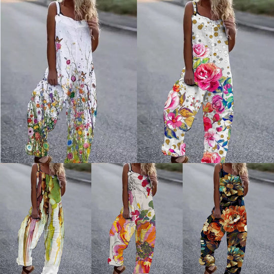 Damen Künstlerische Blumenmuster Overall EB