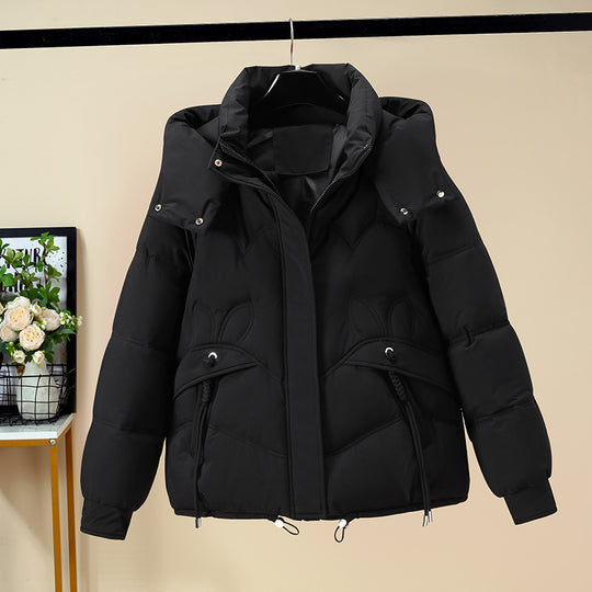 Damen Modische Pufferjacke mit abnehmbarer Kapuze und seitlichen Eingrifftaschen EB