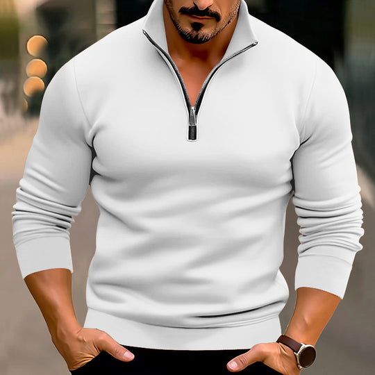 Herren Strickpullover mit halbem Reißverschluss und bequemem Schnitt EB