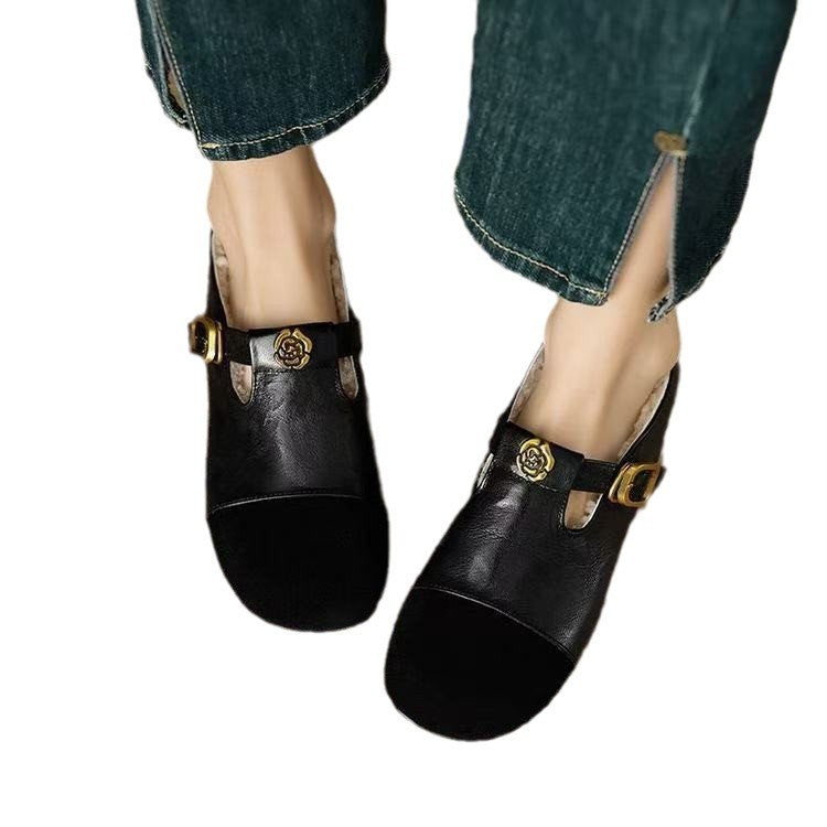 Damen elegante Mokassins mit modischen Schnallen und weichem Innenfutter EB