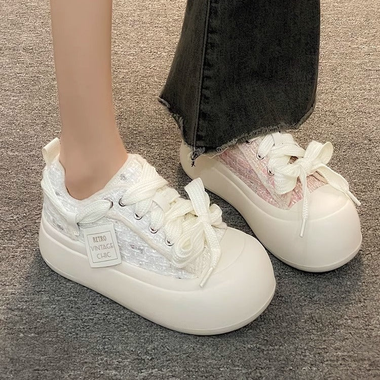 Damen Vintage Sport Sneakers mit komfortabler Gummisohle und weichem Obermaterial EB