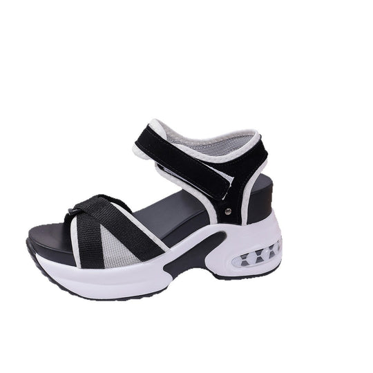 Damen Wedge-Sandalen mit luftiger Mesh-Oberfläche und verstellbaren Riemen EB