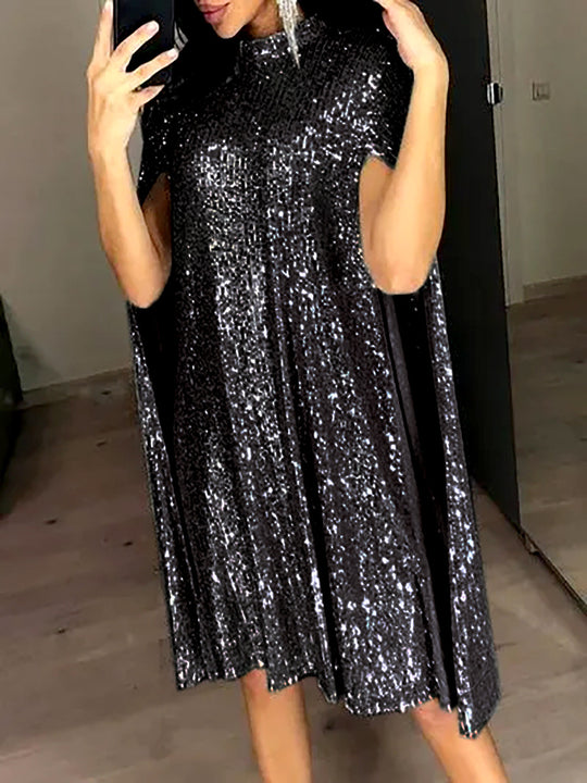 Damen elegantes glitzerndes Abendkleid mit weitem Schnitt und schimmerndem Look EB
