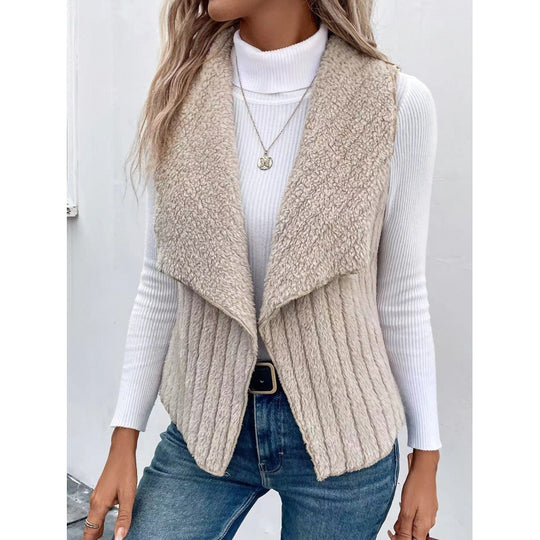 Damen Kuschelige Weste mit asymmetrischem Schnitt und hohem Kragen EB