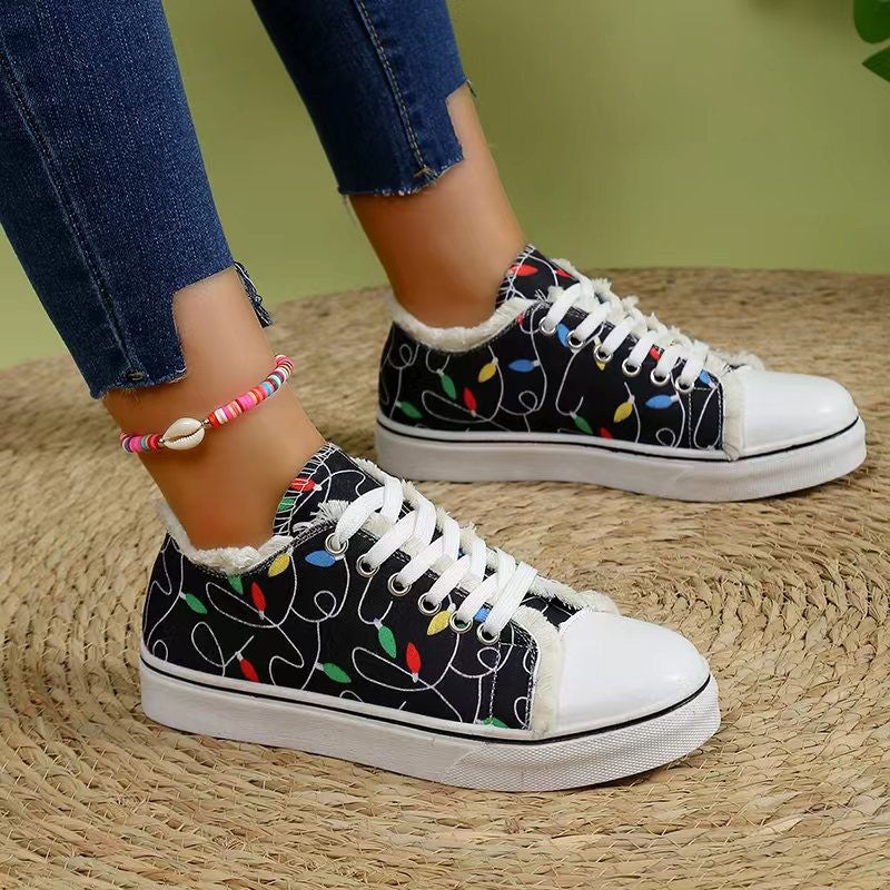 Damen Sneaker mit fransigem Obermaterial und modischer Riemenverzierung EB