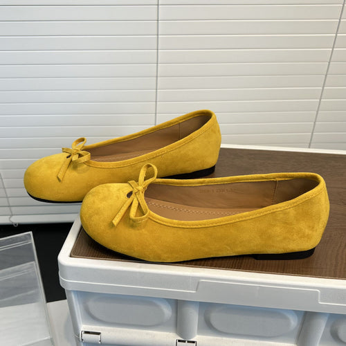 Damen Ballerinas aus weichem Wildleder mit dekorativem Schleifenakzent EB